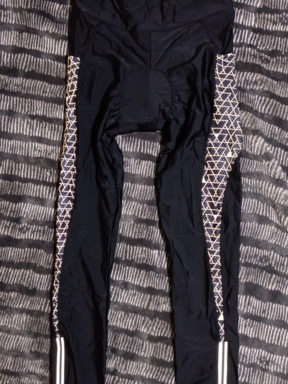 3D Padded Compression Cycling Pants Geometric Side Design Women Sz S